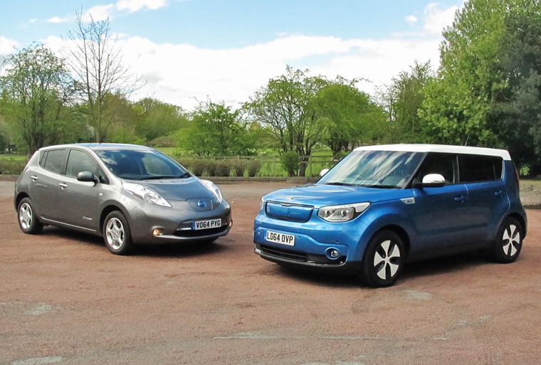 Ev Evaluation Kia Soul Vs Nissan Leaf Leasing Kia Soul Ev Nissan Leaf Front