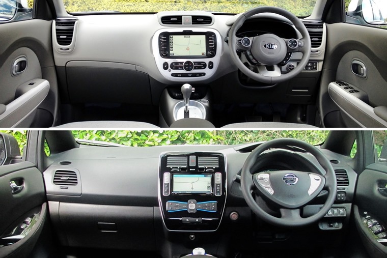 Ev Evaluation Kia Soul Vs Nissan Leaf Leasing Kia Soul Nissan Leaf Interiors
